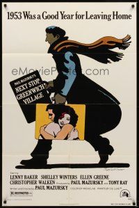 2j599 NEXT STOP GREENWICH VILLAGE 1sh '76 cool art of Lenny Baker in New York by Milton Glaser!