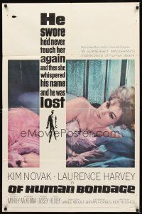 2j619 OF HUMAN BONDAGE 1sh '64 super sexy Kim Novak can't help being what she is!