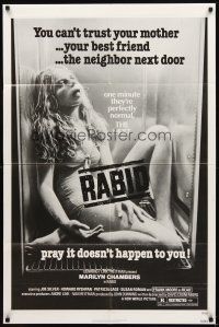 2j685 RABID 1sh '77 gruesome image of girl dead in refrigerator, David Cronenberg directed!