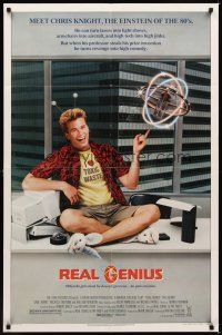 2j693 REAL GENIUS 1sh '85 Val Kilmer is the Einstein of the '80s, Jon Gries, sci-fi comedy!