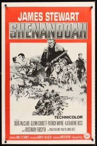 2j759 SHENANDOAH military 1sh '65 James Stewart, Civil War, cool artwork!