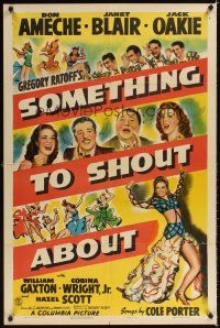 2j790 SOMETHING TO SHOUT ABOUT style B 1sh '43 Don Ameche, sexy Janet Blair, songs by Cole Porter!