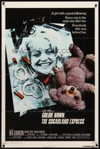 2j836 SUGARLAND EXPRESS 1sh '74 Steven Spielberg, every cop in the state is after Goldie Hawn!