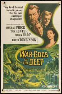 2j942 WAR-GODS OF THE DEEP 1sh '65 Vincent Price, Jacques Tourneur underwater sci-fi!