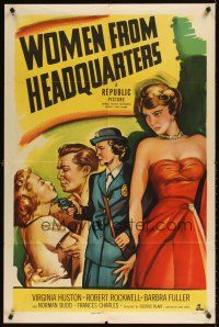 2j975 WOMEN FROM HEADQUARTERS 1sh '50 Virginia Huston, Robert Rockwell, Barbra Fuller!