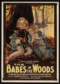 2k606 BABES IN THE WOODS commercial poster '76 really cute art of kids lost in forest!