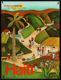 2k442 AMERICAN AIRLINES HAITI travel poster '70s endless summer, cool Degen artwork!