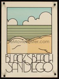 2k561 BLACK'S BEACH SAN DIEGO travel poster '79 Mario Uribe artwork of nude man at beach!