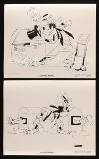 2m656 BAGGAGE BUSTER 2 8x10 stills '41 Disney, great cartoon images of Goofy inspecting luggage!