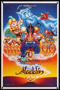 2m681 ALADDIN DS 1sh '92 classic Walt Disney Arabian fantasy cartoon, great cast montage!
