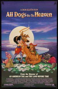 2m116 ALL DOGS GO TO HEAVEN DS 1sh '89 Don Bluth animated canine cartoon!