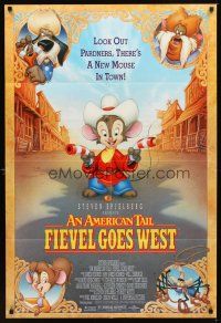 2m118 AMERICAN TAIL: FIEVEL GOES WEST DS 1sh '91 cartoon western, there's a new mouse in town!