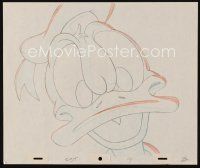 2m251 DONALD DUCK animation art '70s Disney, great super close up angry cartoon pencil drawing!