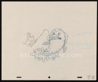 2m253 DROOPY animation art '80s great cartoon pencil drawing of him catching a huge fish!