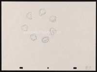 2m283 LUCKY CHARMS animation art '80s cartoon pencil drawing of heart, star, moon & clovers!
