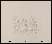 2m296 RICE CRISPIES animation art '80s great cartoon pencil drawing of Snap, Crackle & Pop!