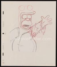 2m304 SIMPSONS animation art '00s Matt Groening cartoon, pencil drawing of Homer in frog costume!