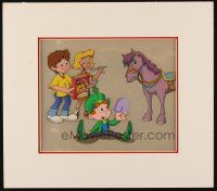 2m029 LUCKY CHARMS matted animation cel '80s from a General Mills TV commercial, with purple horse!