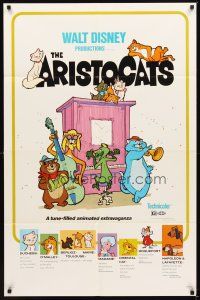 2m120 ARISTOCATS 1sh R80 Walt Disney feline jazz musical cartoon, great colorful artwork!