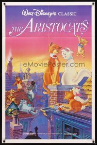 2m121 ARISTOCATS 1sh R87 Walt Disney feline jazz musical cartoon, art of cast on rooftops!