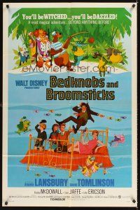 2m124 BEDKNOBS & BROOMSTICKS 1sh '71 Walt Disney, Angela Lansbury, great cartoon art!