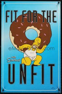 2m811 SIMPSONS 22x34 commercial poster '99 Homer with donut Atlas parody image, Fit for the unfit!