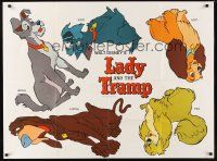 2m168 LADY & THE TRAMP English 30x40 '55 Disney, designed to be cut up for theater displays!