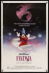 2m692 FANTASIA 1sh R85 Sorcerer's Apprentice Mickey Mouse, Disney musical cartoon classic!