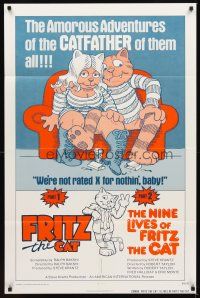 2m136 FRITZ THE CAT/NINE LIVES OF FRITZ THE CAT 1sh '75 the amorous adventures of the CATFATHER!