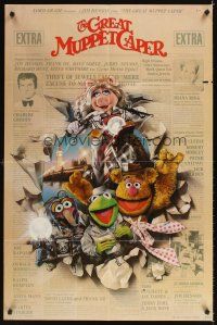 2m138 GREAT MUPPET CAPER 1sh '81 Jim Henson, Kermit the Frog, great Drew Struzan newspaper art!