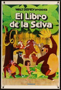 2m702 JUNGLE BOOK Spanish/U.S. 1sh '67 Walt Disney cartoon classic, great image of Mowgli & friends!