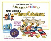 2m110 THREE CABALLEROS TC R77 Disney, great cartoon image of Donald Duck, Panchito & Joe Carioca!