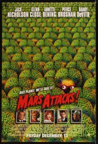 2m707 MARS ATTACKS! advance DS 1sh '96 directed by Tim Burton, great image of many alien brains!