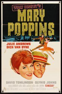 2m147 MARY POPPINS style A 1sh '64 Julie Andrews, Dick Van Dyke, Walt Disney musical classic!