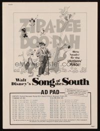 2m428 SONG OF THE SOUTH ad pad R80 Walt Disney, Uncle Remus, Br'er Rabbit & Br'er Bear!