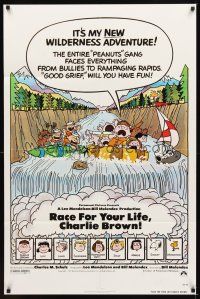 2m154 RACE FOR YOUR LIFE CHARLIE BROWN 1sh '77 Charles M. Schulz, art of Snoopy & Peanuts gang!