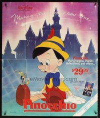 2m235 PINOCCHIO 36x43 video poster R85 Disney classic about a wooden boy who wants to be real!