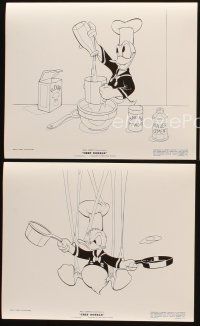 2m645 CHEF DONALD 3 8x10 stills '41 Disney, great cartoon images of Donald Duck in the kitchen!