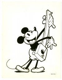 2m466 MICKEY MOUSE 8x10 still '20s Disney, great cartoon image with pie-cut eyes playing guitar!