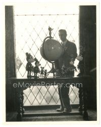 2m462 WALT DISNEY 8x10 still '30s portrait standing by globe with Mickey & Minnie Mouse dolls!