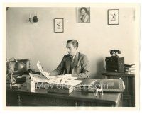 2m461 WALT DISNEY 8x10 still '30s looking over Mickey Mouse cartoon storyboards at his desk!