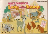 2m350 LADY & THE TRAMP English pressbook R84 Walt Disney romantic canine dog classic cartoon!