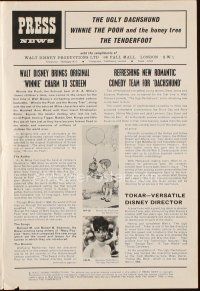 2m362 UGLY DACHSHUND/WINNIE THE POOH & THE HONEY TREE/TENDERFOOT English pressbook '66 Disney