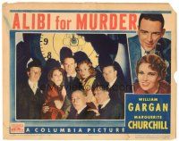 2p261 ALIBI FOR MURDER LC '36 William Gargan, Marguerite Churchill & cast gathered by huge clock!
