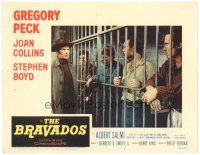 2p338 BRAVADOS LC #7 '58 cowboy Gregory Peck glares at Henry Silva & guys in jail cell!