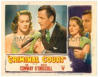 2p408 CRIMINAL COURT LC #3 '46 great close up of Tom Conway & Martha O'Driscoll w/gun, Robert Wise