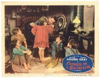 2p474 FATHER IS A BACHELOR LC #8 '50 kids watch William Holden show dress to little girl!