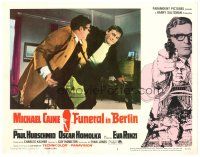 2p506 FUNERAL IN BERLIN LC #8 '67 close up of Michael Caine in brawl, directed by Guy Hamilton!