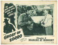 2p520 GHOST OF ZORRO chapter 6 LC '49 c/u of Clayton Moore smiling at pretty Pamela Blake!