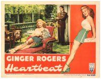 2p566 HEARTBEAT LC '46 Jean-Pierre Aumont watches sexy Ginger Rogers lounging outdoors with dog!
